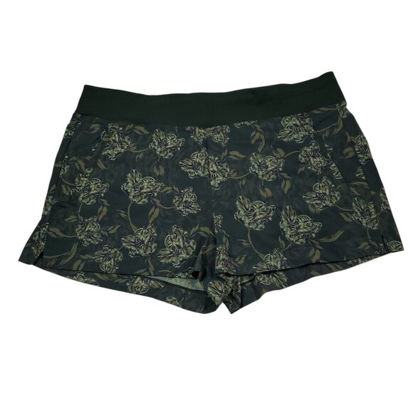 Athleta Trekkie North Printed Shorts Olive Green Plus Size 22 Athletic Stretch - Picture 1 of 7